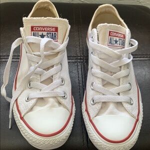 Converse White, Red and Blue Chuck Taylor Sneakers Canvas Low-Top